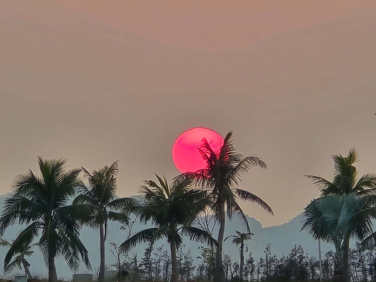 Sunset over the water in Vietnam