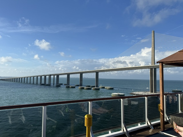 The Sunshine Skyway bridge on the way out of Tampa Bay