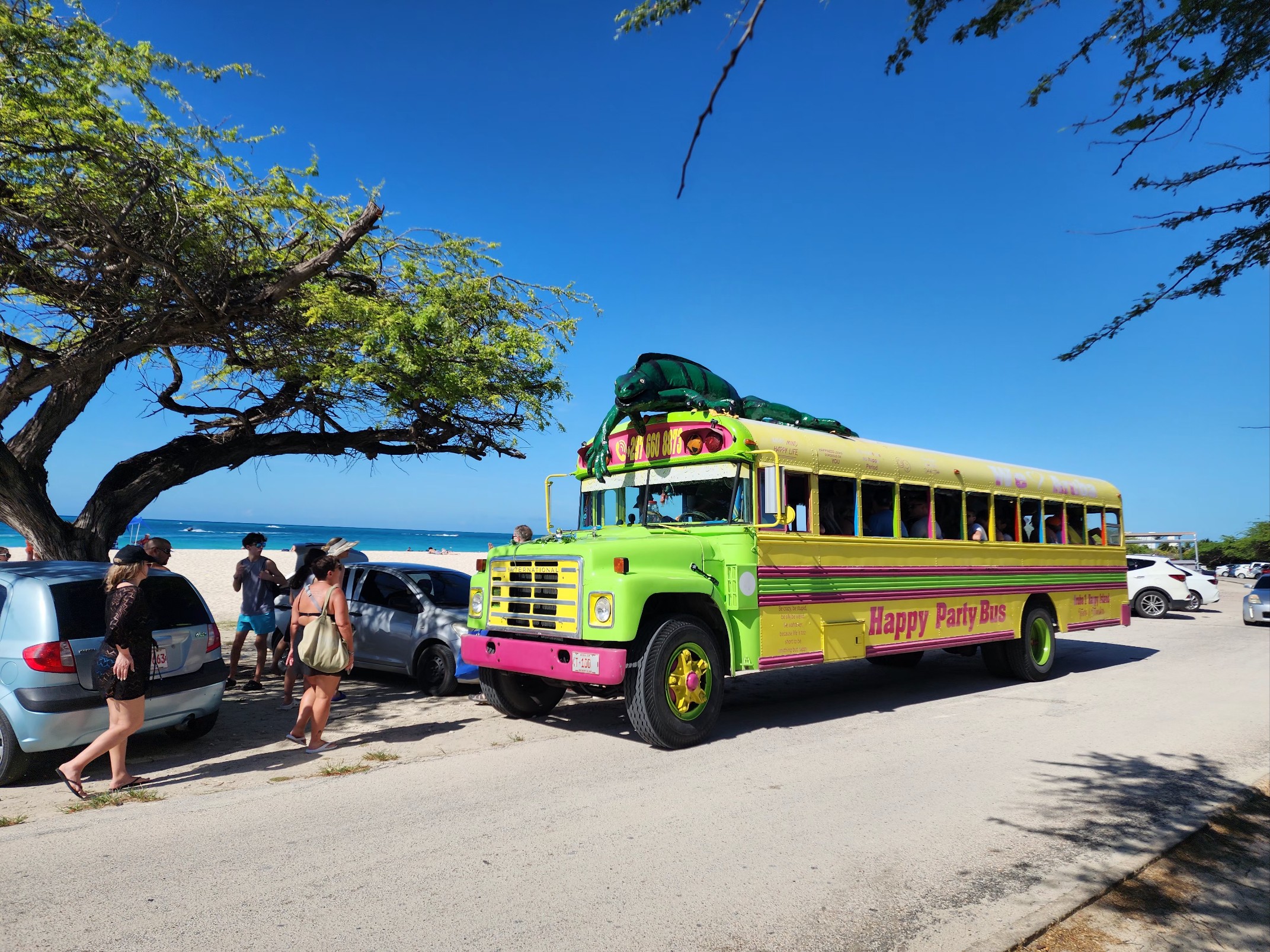 The Happy Party Bus at Eagle Beach, Aruba