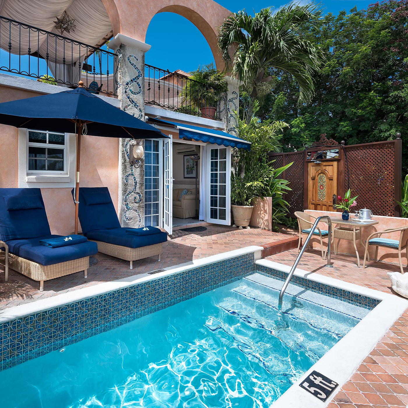 Luxury Ocean Suite at Little Arches Boutique Hotel, Barbados, with a private terracotta terrace and freshwater plunge pool